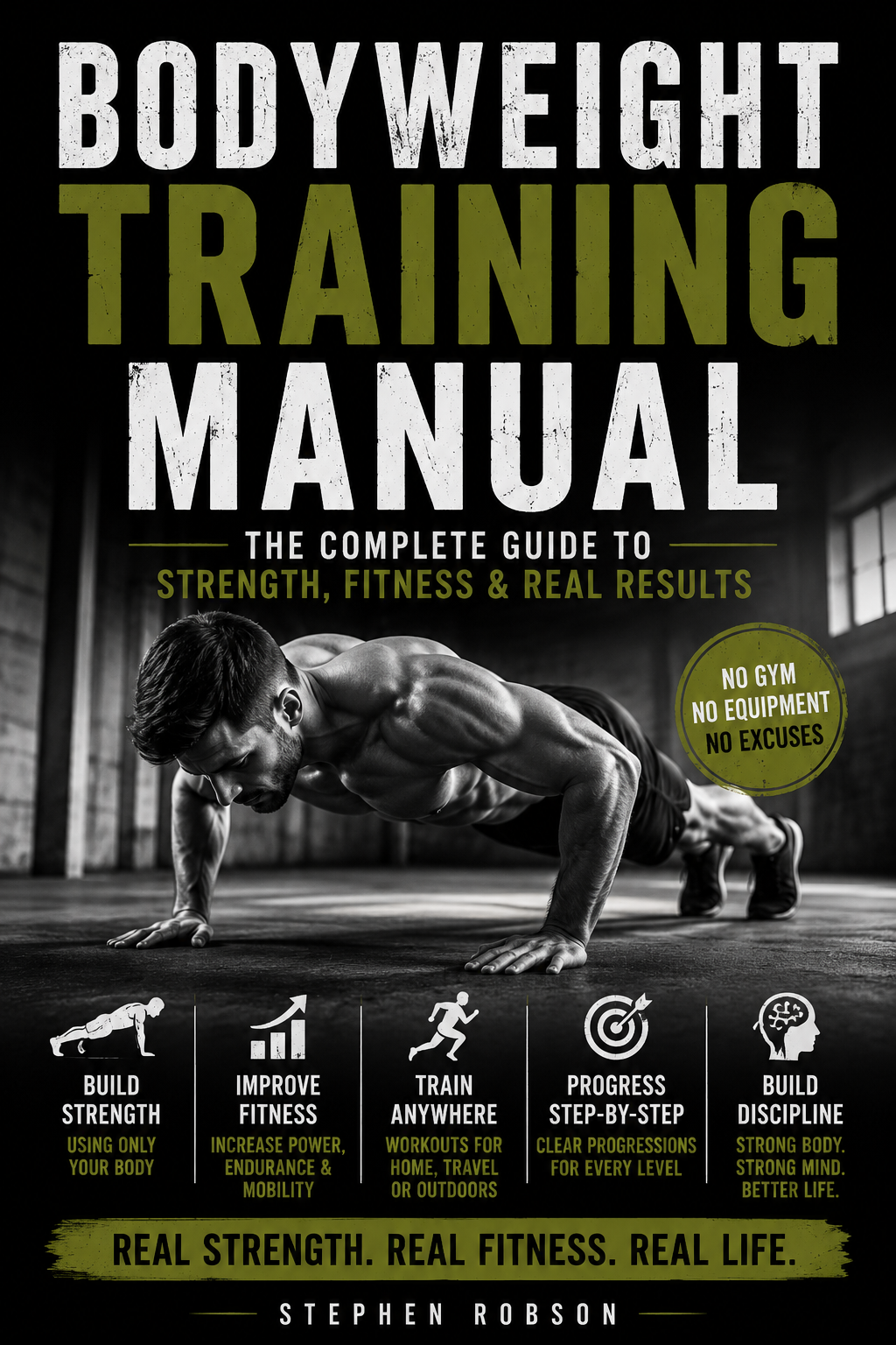 Bodyweight Training Manual book cover featuring a complete guide to bodyweight strength, fitness, and no-equipment workouts.