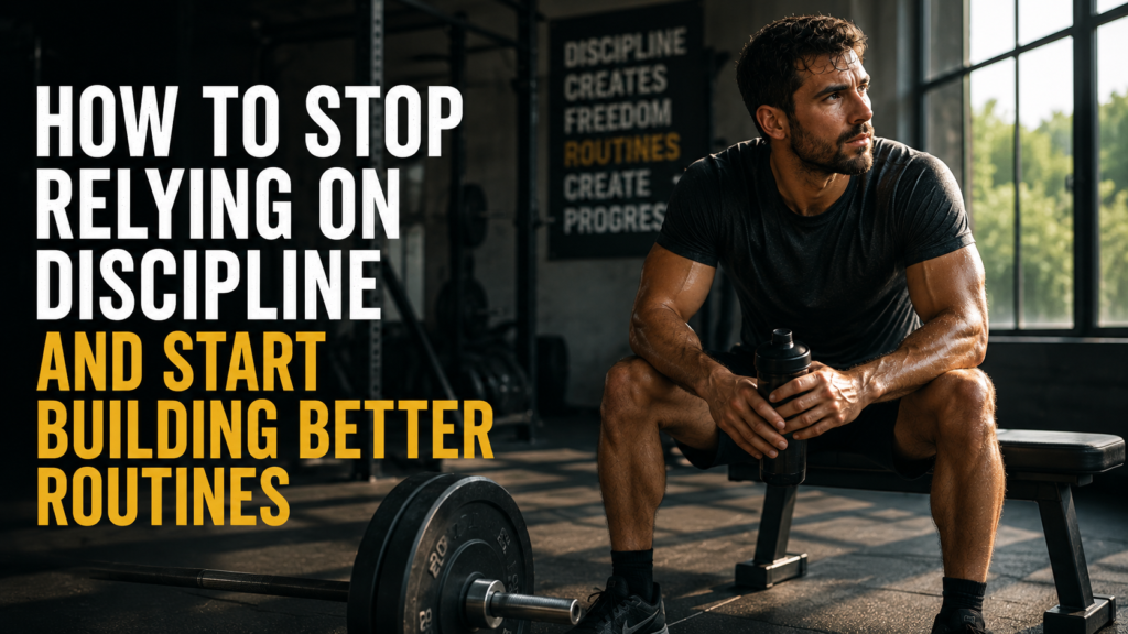 Man taking a break in a gym while reflecting on discipline and building better exercise routines